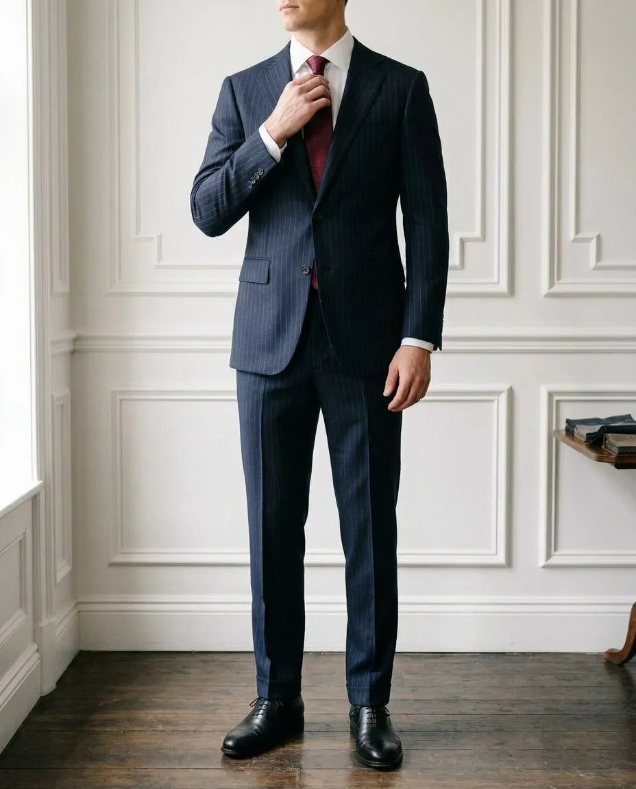 Lacivert Çizgili (Pinstripe) Takım Elbise