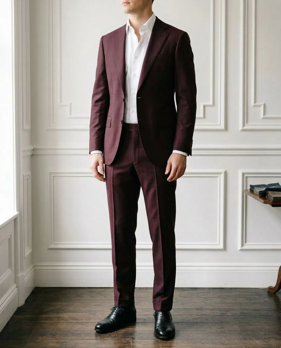 Bordo Slim Fit Takım Elbise